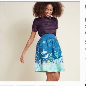 ModCloth Under the Sea Print Skirt with Pockets size M